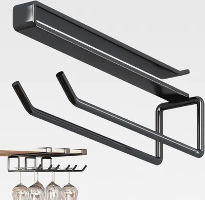 Produktbild von Weinglasregal unter dem Schrank – platzsparendes Abtropfgestell aus Metall, Küchenschrank, Weinglashalter, für Küche, Keller, Esszimmer
