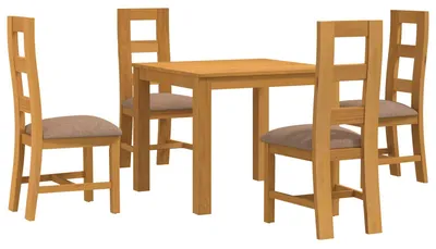 Image de Ensemble de salle à manger vidaXL, 5 pièces, gris, bois massif chêne