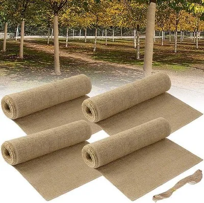 Obrázok produktu pre Unyqoos® Juta na ochranu stromov počas zimy – 4 rolky, každá 3 m x 25,5 cm, priedušná ochrana stromov, kríkov a ovocných stromov pred mrazom a vlhkosťou