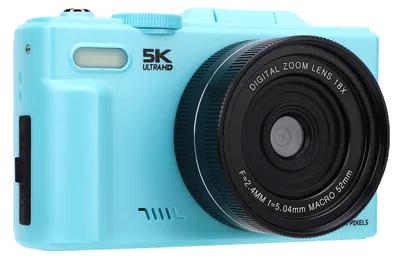Obrázok produktu pre 5K digitálny fotoaparát, 75 MP, 18-násobný zoom, otočný displej s uhlom 180 stupňov, Wi-Fi, s makro-širokouhlým objektívom 52 mm s 0,45-násobným zväčšením, pamäťová karta 64 GB