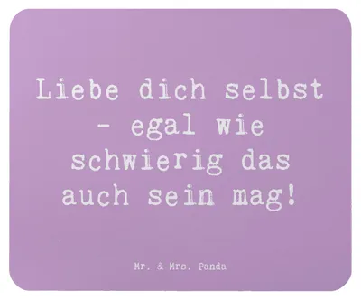 Produktbild von Mr. & Mrs. Panda Mousepad Spruch Selbstakzeptanz Liebe - Lavendeltraum - Geschenk, Einzigartigkeit, Zitat, Stimmung, pc, Mauspad, Selbstvertrauen, Glück, Mouse Pad