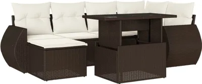 Produktbild von vidaXL 7-tlg. Garten-Sofagarnitur mit Kissen Braun Poly Rattan