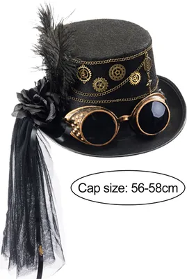Produktbild von Steampunk-Hut, Halloween-Jazz-Hüte mit Schutzbrille für Damen und Herren, festliche Cosplay-Kostüm-Requisite, Party-Dekoration