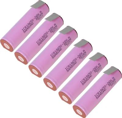 Produktbild von Trade-Shop 6x Samsung ICR18650-26J ICR1865026F ICR1865026H mit Z-Lötfahne versetzt Lithium-Ion Akku Industrie-Zelle 2600mAh 3,6V/3,7V 5,2A Entladestrom