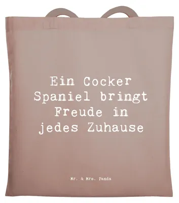 Produktbild von Mr. & Mrs. Panda Tote Bag Spruch Cocker Spaniel Freude - Braun Pastell - Geschenk, Zufriedenheit, intelligenter Hund, Jutebeutel, Hunderassen, umhängetasche baumwolle