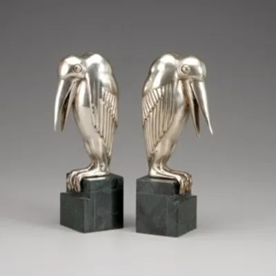 Produktbild von Casa Padrino Luxus Bücherstützen Maribou aus Bronze auf Marmorsockel