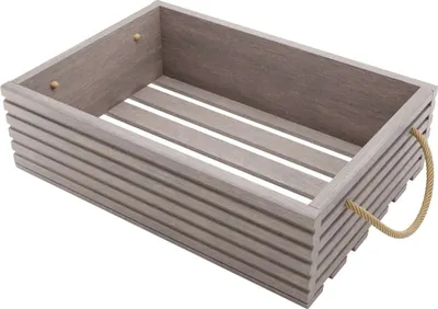 Obrázek produktu pro BOGATECO dřevěná bedna přírodní | 50 cm x 35 cm x 14,5 cm | dřevěná bedna | dekorativní dřevěné bedny | bedna na ovoce | bedna na zeleninu | dřevěná bedna na skladování | bedna | šedá