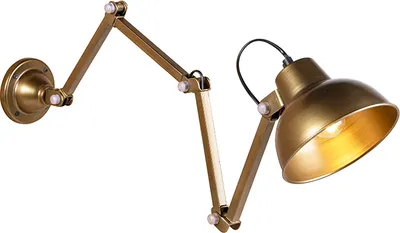 Produktbild von QAZQA - Industrie I Vintage I Industrie I Vintage I Wandleuchte Messing verstellbar - Avon I Wohnzimmer I Schlafzimmer - Stahl Länglich - LED geeignet E27
