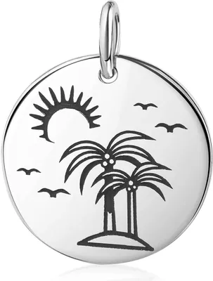 Produktbild von MATERIA by Matthias Wagner Kettenanhänger Palmen Insel 925 Sterling Silber rund KA-24