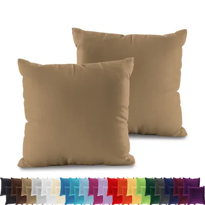 Produktbild von 2er PACK JERSEY Kissenbezüge 100% Baumwolle Kissenhülle 160 Gr/m², in Größe: 40x80 cm, in Farbe: Beige