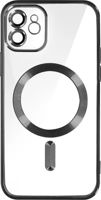 Produktbild von Avizar, MagSafe Silikonhülle mit Kameraschutz und Chromumrandung für Apple iPhone 12, Schwarz