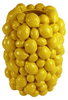 Imagen del producto de Macetas decorativas con motivos de limones - Amarillas, 19 x 19 x 26 cm