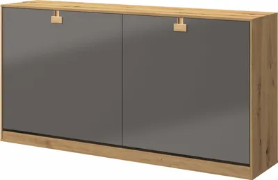 Produktbild von Kaiser Möbel Schrankbett 90x200 Horizontal Wandklappbett INDEX Grau/Eiche mit Matratze H2/H3