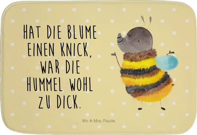 Produktbild von Mr. & Mrs. Panda Badezimmerteppich Hummel flauschig - Gelb Pastell - Geschenk, Badteppich, duschmatte, Badematte, Lustige Sprüche, Duschvorleger, Biene, Blume, Natur