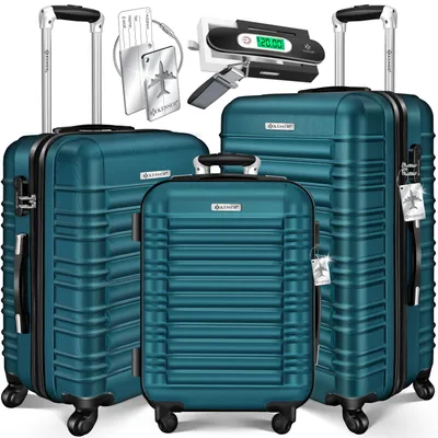 Produktbild von KESSER® 3tlg. Hartschalenkofferset Hartschalenkoffer Reisekoffer Set Reisekofferset Trolley Koffer Inkl. Kofferwaage + Gepäckanhänger Rollkoffer Schloss 4 Rollen ABS-Hartschale Teleskopgriff M-L-XL
