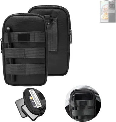Produktbild von K-S-Trade Holster Gürtel Tasche kompatibel mit Nubia Z60 Ultra Handy Tasche Schutz Hülle dunkel-grau viele Fächer, 1x