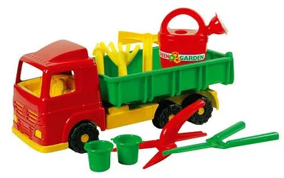 Produktbild von Androni Giocattoli Kipplaster Spielzeug mit Gartengeräten für Kinder