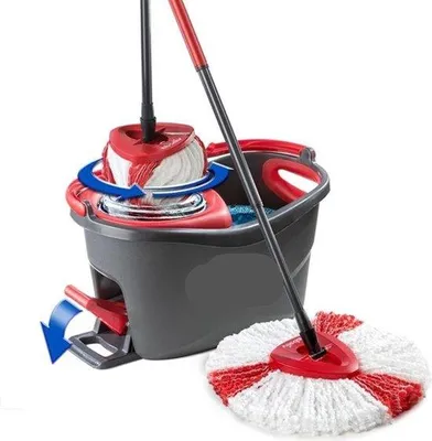 Produktbild von Famanu Wischmopp Set mit Pedaleimer - Teleskopstiel 85-130 cm - Mikrofasern - Grau