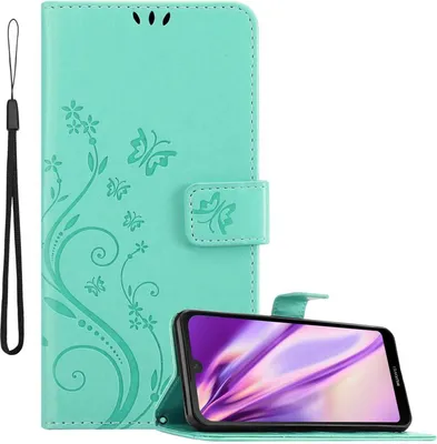 Obrázek produktu pro Cadorabo Pouzdro pro Huawei Y6 PRO 2019 Protective Case in Turquoise Ochranný kryt Mobilní pouzdro Pouzdro Flowers Flower