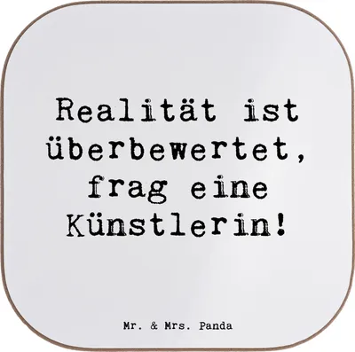 Produktbild von Mr. & Mrs. Panda Holzuntersetzer Spruch Künstlerin Traum - Weiß - Geschenk, Selbstständigkeit, Untersetzer für Gläser, gläseruntersetzer, personalisierte Geschenke, Beruf