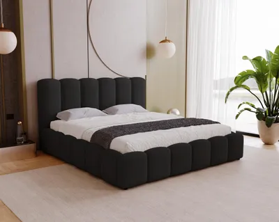 Produktbild von Polsterbett 140x200 cm Florent - Bettkasten, Lattenrost - Doppelbett 140 x 200 cm, Samtstoff Schwarz (Magic Velvet 2219)