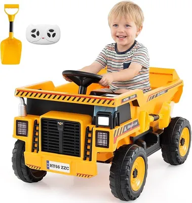 Immagine prodotto di Auto elettrica per bambini a 24V, auto elettrica per bambini con cassone ribaltabile, pala e telecomando, veicolo elettrico con fari, musica e clacson, camion ribaltabile per bambini dai 3 anni in su