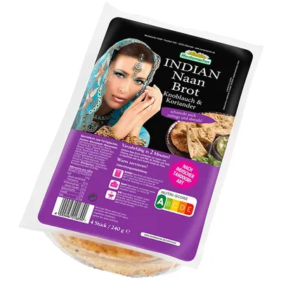 Produktbild von Mestemacher Indian Mini Naan Brot Knoblauch und Koriander 240g