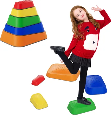 Produktbild von UISEBRT 5-teiliges Balanciersteine Set für Kinder – Stapelbare Hügelkuppen zur Verbesserung von Balance und Koordination, perfekt für aktive Spiele, geeignet für Jungen und Mädchen ab 3 Jahren