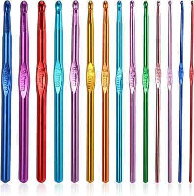 Produktbild von H?kelnadel Set 14 Stš¹ck, Bunte Aluminium Stricknadeln