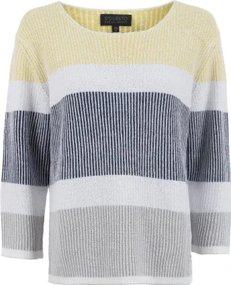 Produktbild von Leichter Strickpullover, gestreift, mit Rundhalsausschnitt und 3/4-Ärmeln