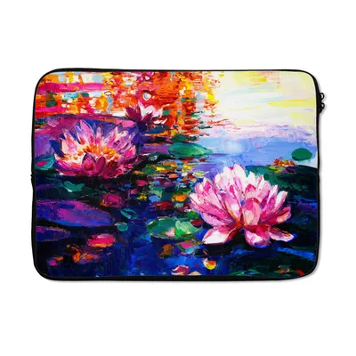 Produktbild von MuchoWow® Laptop Hülle 13 Zoll Gemälde - Öl - Seerose - Wasser Laptoptasche - Laptophülle - Sleeve - Rundumschutz