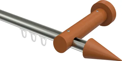 Produktbild von Interdeco Innenlaufstange / Gardinenstange mit Innenlauf Edelstahl-Optik / Kirschbaum lackiert, Typ Talent Siveo (Kegel), 20 mm Ø 1-läufig, 100 cm