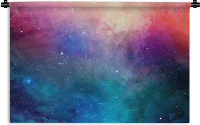 Produktbild von MuchoWow® Wandteppich Wandbehang Aquarell - Sternenhimmel - Blau - Rosa 60x40 cm Tapisserie Dekoration Wandtuch - Wanddekorationen