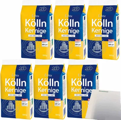 Produktbild von Kölln Echte Kernige Hafer-Vollkorn Haferflocken 6er Pack (6x500g Packung) + usy Block