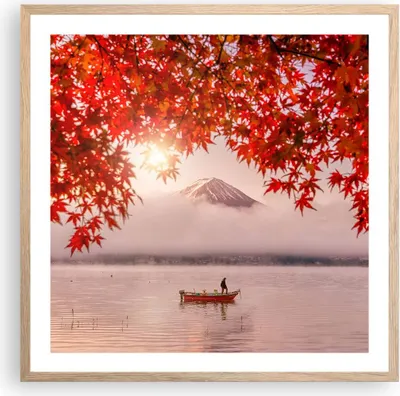 Produktbild von Gerahmtes Poster - Rahmen in heller Eiche - Vulkan See - 60x60 cm - Wand Bild - Wanddeko - Wandbilder - Kunstposter - Wandposter - Bilderrahmen - Bilder - Kunstdruck - Wandbild - P2NAC60x60-4107
