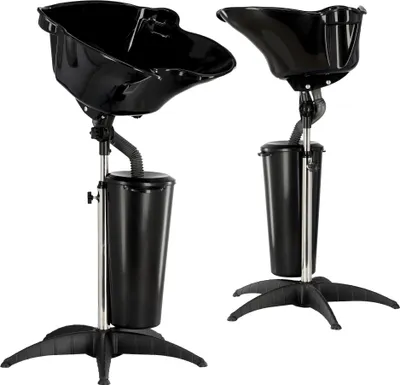 Image de Bac à shampooing professionnel portable et réglable sur pied pour coiffeur et barbier, avec réservoir