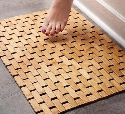 Image de Tapis de douche en bambou - Tapis de bain antidérapant - Éponge de douche en bois - Tapis de douche antidérapant - 100 x 150 cm