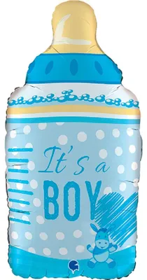Produktbild von Shape Folienballon Babyflasche It's a Boy blau 30x64cm
