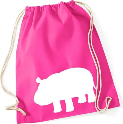 Produktbild von Huuraa Turnbeutel Nilpferd Silhouette 12 Liter Fuchsia Baumwolle Rucksack Geschenkidee