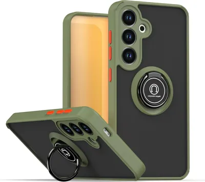 Produktbild von Hülle für Samsung Galaxy S24/ S25 Matte Transluzent TPU Stoßfest Schutzhülle mit Ring Halter Ständer Grün