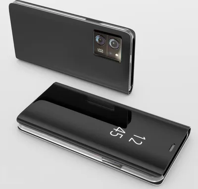 Produktbild von Handy Hülle für Xiaomi 13T / Xiaomi 13T Pro Clear View Hülle Klapp Flip Hülle Bumper Cover Spiegel Mirror, Farbe: Schwarz