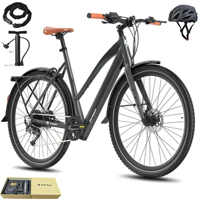 Produktbild von E-bike für Damen & Herren 28 Zoll 175 - 210 cm Rostfreie Aluminiumlegierung bis zu 100 km Wasserdicht IPX4 Pedelec mit 9 Gang, Grau