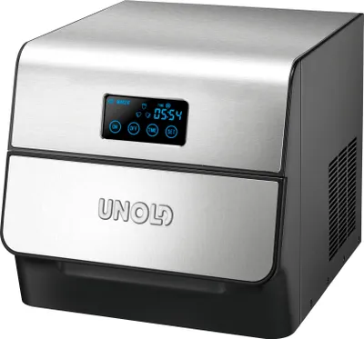 Produktbild von Unold Edel 48955 - Eiswürfelbereiter 1.5l, Rostfreier Stahl, 1 Load, Eiswürfel in 1 h, Touch Display