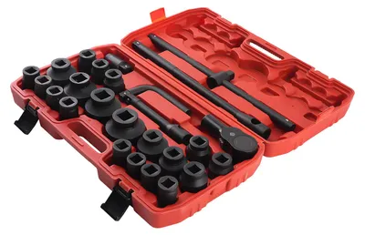 Image de Jeu de 24 douilles pour clé à chocs 3/4" et 1" à six pans, métrique, 21-65 mm