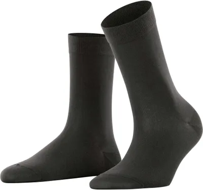 Produktbild von FALKE Damen Socken - Baumwolle Touch, Baumwolle, Bündchen, Logo, einfarbig, lang Dunkelgrau 35-38