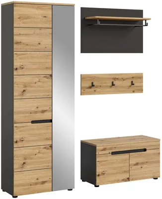 Produktbild von Garderobenmöbel-Set CANU 3-teilig - Basalt grau/Artisan Eiche Nachbildung