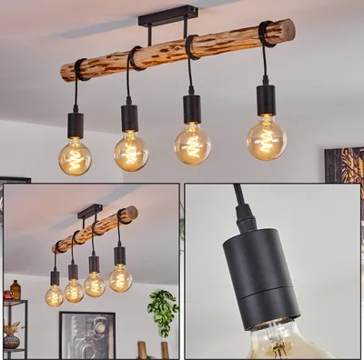 Produktbild von Tubione moderne Deckenlampe aus Holz/Metall in Natur/Schwarz
