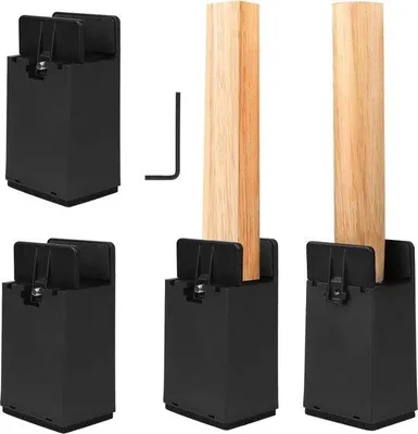 Productafbeelding van Famanu meubelverhogers, 100 mm verstelbaar - 4 stuks - Tafelverhogers, stoelverhogers, bankverhogers met schroefklemmen - bedverhogers - zwart