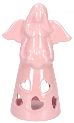 Produktbild von Keramik-Duftlampe, Engelmotiv, Rosa, 17,5 cm