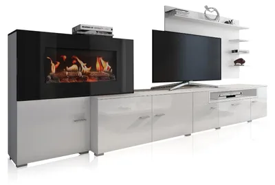 Imagen del producto de duehome -Salón con mueble de TV y chimenea eléctrica 290 cm Olympo